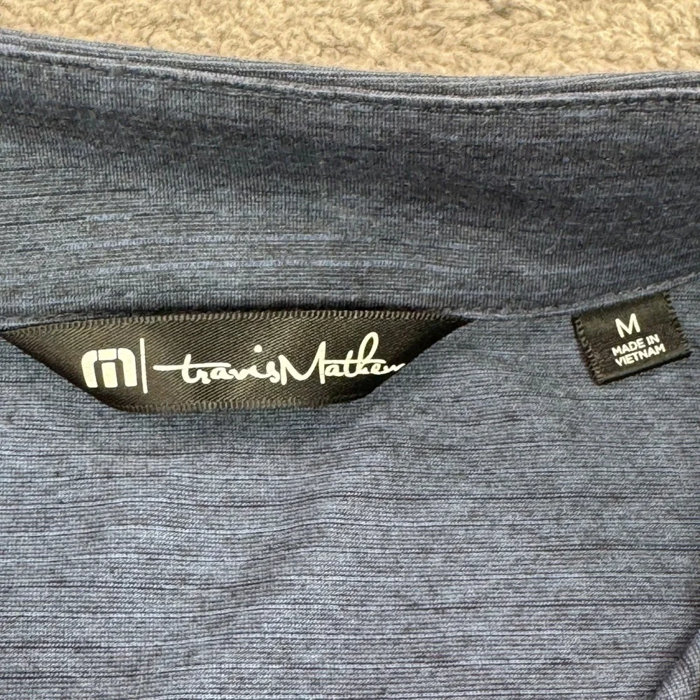 TravisMathew Mens Navy Heather Cimarron Golf Club Quarter Zip Pullover Medium
